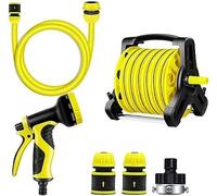 Support de stockage de tuyau d'eau mural, enrouleurs de tuyau d'arrosage, ensemble de supports de tuyau for pistolet à eau de lavage de voiture et d'arrosage de jardin domestique(Style 1,10m)