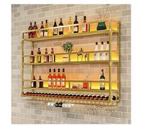 Support de stockage de vin en métal fixé au mur avec lumière LED, étagères suspendues de bar avec support de verre à vin, présentoir de bouteille d'alcool industriel, étagères flottantes murales