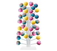 Support de Sucette,Présentoir à Gâteau 61 Trous en Bois pour Ballons,Cake Pops,Bonbons ect.40.5x14.7x14.7CM (Rond-Blanc)