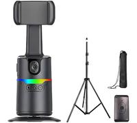 Support de suivi intelligent AI - Rotation à 360° - Support de téléphone pour appareil photo - Télécommande sans fil - 8,1 x 8,1 x 18 cm - Pour Vlog Live Stream et création de contenu sur les réseaux