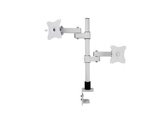 Support de Table à Double écran LCD supérieur et inférieur de 14 à 24 Pouces, Levage télescopique Rotatif, Hauteur Croissante, Pince(White)