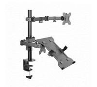 Support de bureau ART RAMM-L-24 pour 2 écrans 10"-32", VESA 75x75/100x100mm, Charge max 12.5kg, Montage vis, Métal Noir