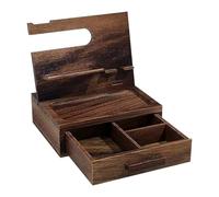 Support de table de nuit - Station d'accueil en bois pour téléphone | Porte-clés | Support de portefeuille | Table de nuit avec tiroir | Organiseur de bureau pour , papa, montre, tablettes, clés