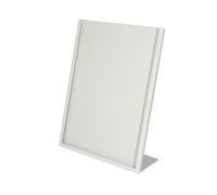 Support de table en acier inoxydable A4, présentoir de menu en forme de L pour bar et hôtel, publicité d'affiche d'automne, support d'affichage de boisson de format A5 (blanc, 14,8 x 21 cm)