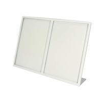 Support de table en acier inoxydable A4, présentoir de menu en forme de L pour bar et hôtel, support publicitaire d'affiche d'automne, support de panneau de boisson blanc (42 x 29,7 cm)