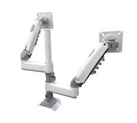 Support de Table for Deux écrans H180 à Ressort gaz, Mouvement Complet, Support for téléviseur LCD 17"-27", Serrage Double Bras, 2 9 kg chacun(White)