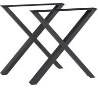 Support de table 'Greith' pour table à manger Bureau en X Acier 72 x 69 cm Noir
