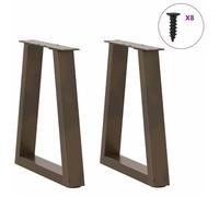 Support de table-Pieds de table - VENTE-FLASH - basse en forme de V, 2 pièces, acier naturel, 28 x (42-43,3) cm @18491773