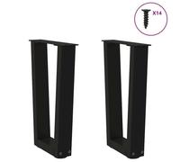 Support de table-Pieds de table - VENTE-FLASH - basse en forme de V 2 pièces Noir 28 x (42-43,3) cm Acier @61900706