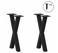 Support de table-Pieds de table - VENTE-FLASH - basse en forme de X, 2 pièces, noir, 28 x (42-43) cm, acier @53168949