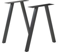 Support de table, set de 2 'Heustreu' pour table à manger bureau acier 72 x 70 cm noir