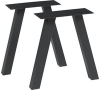 Support de table set de 2 'Heustreu' pour table basse banquette acier 40 x 40 cm noir