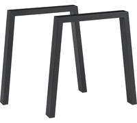 Support de table, set de 2 'Kraftisried' pour table à manger bureau acier 72 x 70 cm noir