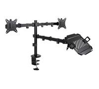 TOOQ DB1202TN-B - Support de Table pour 2 écrans/moniteurs 17"-32", avec Plateau pour Ordinateur Portable 12"-17", Hauteur
