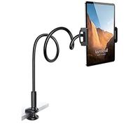 Support de tablette à col de cygne réglable à 360 avec bras flexible et pince de fixation compatible - noir