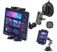 Support de tablette en aluminium robuste pour voiture/camion, réglable à 360°, support de tablette en 2 étapes pour tableau de bord de véhicule utilitaire, compatible avec toutes les tablettes de 4,7