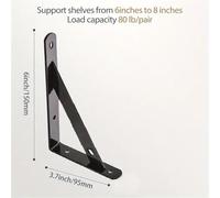 Support de tablette flottante en acier robuste (lot 8) avec équerre et vis, for fixation murale décorative pour Salon Chambre charges lourdes