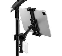 Support de tablette pour micro avec clip Power Bank - Support réglable pour iPad/iPhone pour pupitre de musique, compatible avec les appareils à écran de smartphones de 4,7 à 13,5", Android, streaming