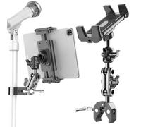 Support de tablette pour tapis de course - Support de fixation pour tablette de guidon | Support de microphone réglable pour appels vidéo, entraînement, lecture, actualités, tapis de course à domicile