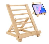 Support de tablette réglable en bois - Support de bureau portable | Support pliable pour appels vidéo, support de livre de cuisine multi-angle, idéal pour lire, cuisiner, et appels vidéo,