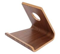 Support de tablette, support de support de téléphone portable de bureau en bois brun-noisette Double côtés bureau tablette PC support de support de support de téléphone portable pour ipadAssiettes à