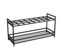 Support de tapis de yoga, 10, 12, 15, 18 emplacements pour tapis de yoga, organiseur de rangement noir avec roues pour club de fitness/salle de sport à domicile, support de tapis d'exercice en métal