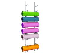Support de tapis de yoga - 9 positions - Support mural pour tapis de fitness dans les gymnases, garages, studios de yoga - Grande capacité, installation facile (blanc)