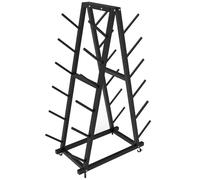 Support de Tapis de Yoga Double Face Noir et Chariot pour Rouleau de Massage - Grande étagère de Rangement en métal sur roulettes pour salles de Sport, Studios et Domicile, organis