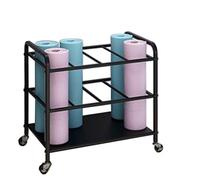 Support de tapis de yoga, support de rangement portable avec grande capacité et 4 roues, nizer efficace pour blocs de yoga, rouleaux en mousse et balles - Parfait pour le rangement d'entraînement à la