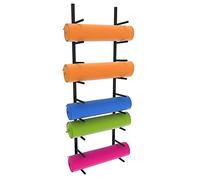 Support de tapis de yoga - Support mural à 9 niveaux pour salle de sport, garage et studio de yoga - Étagère haute capacité pour tapis d'exercice - Installation facile (noir)