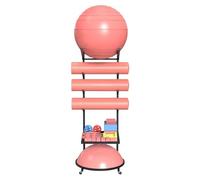 Support de Tapis de Yoga sur Pied avec roulettes, Support de Rangement for balles de Yoga et Rouleaux en Mousse - 6 Niveaux, étagère de présentation Universelle for équipement de Fitness