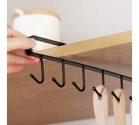 Support de tasse à 6 crochets sous l'armoire, sans perçage, pour placard de cuisine, crochet en fer robuste pour tasses, serviettes, épices