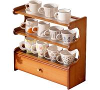 Support de tasse à café en bambou à 3 niveaux avec tiroir à dosettes K Cup pour accessoires de cuisine