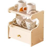 Support de tasse à café en bambou à 3 niveaux avec tiroir à dosettes K Cup pour accessoires de cuisine, 50 cm de haut, idéal pour les amateurs de café