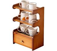 Support de tasse à café en bambou à 3 niveaux avec tiroir à dosettes K Cup pour accessoires de cuisine