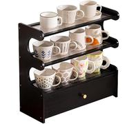 Support de tasse à café en bambou à 3 niveaux avec tiroir à dosettes K Cup pour accessoires de cuisine