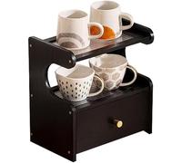 Support de tasse à café en bambou à 3 niveaux, organiseur de comptoir de 50 cm avec tiroir à dosettes K Cup pour accessoires de cuisine