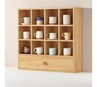 Support de tasse à café en bois massif avec plusieurs niveaux et tiroir, présentoir à tasses à thé pour comptoir de cuisine et bar à café, étagère de table pour tasses et tasses à thé (couleur bois