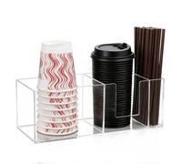 Support de tasse à café pour comptoir, organiseur de tasses jetables en acrylique transparent pour couvercle de tasse, agitateurs, dosettes, accessoires de bar à café