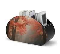 Support de télécommande Autumn Maple Forest en cuir, organiseur de bureau, support de rangement à 5 emplacements pour TV/DVD/accessoires, décoration de bureau élégante pour salon, chambre à coucher