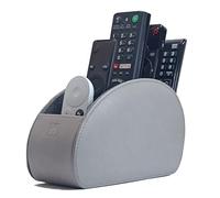 Support de télécommande avec 5 compartiments, en cuir synthétique gris, boîte de rangement pour télécommande TV, contrôleurs de chauffage, lecteur multimédia, fournitures de bureau, pinceaux de