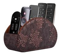 Support de télécommande en cuir pour télévision, table de chevet pour contrôleur, lecteur multimédia, brosse, lunettes, papier à notes et stylos (rétro)