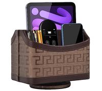 Support de télécommande en cuir rotatif à 360°, table de chevet, boîte de rangement pour fournitures de bureau, organiseur de bureau pour télécommandes TV, CD, stylo, courrier, lecteur multimédia,