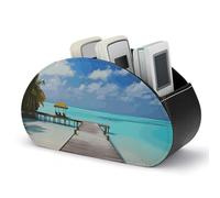 Support de télécommande Maldives Holidays, boîte de Rangement pour télécommande TV, Organiseur de Bureau en Cuir, Pot à Crayons en PU, Organiseur de Papeterie pour Salon et Bureau (5 Compartiments)