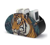 Support de télécommande Tropical Tiger, boîte de rangement pour télécommande TV, organiseur de bureau en cuir, pot à crayons en PU, organiseur de papeterie pour salon et bureau (5 compartiments)