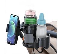 Support de téléphone 3 en 1 pour poussette, porte-gobelet universel avec support de téléphone réglable, double porte-gobelet pour déambulateur, fauteuil roulant, s'adapte à la plupart des Donna