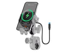 Support De Téléphone Antichoc pour Moto Chargeur De Type C Réglable Antivol Fixation De Navigation À Dégagement Rapide Guidon Porte Telephone(Charging- Gray C)