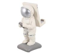 Support de Téléphone Astronaute Argenté en Résine pour Bureau Maison | Décor Figurine, pour Live-streaming et Visioconférence, Maintien Stable