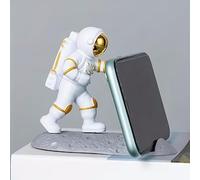 Support de téléphone astronaute avec visière dorée, base lunaire décorative pour bureau, table de chevet et étagère, doré