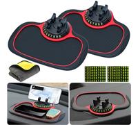 Support de Téléphone Automatique de Tapis Antidérapant de Voiture Multifonction, Universels Tapis Antidérapant pour Tableau de Bord de Voiture avec Support de Téléphone Rotatif à 360 ° (2 Pièces)